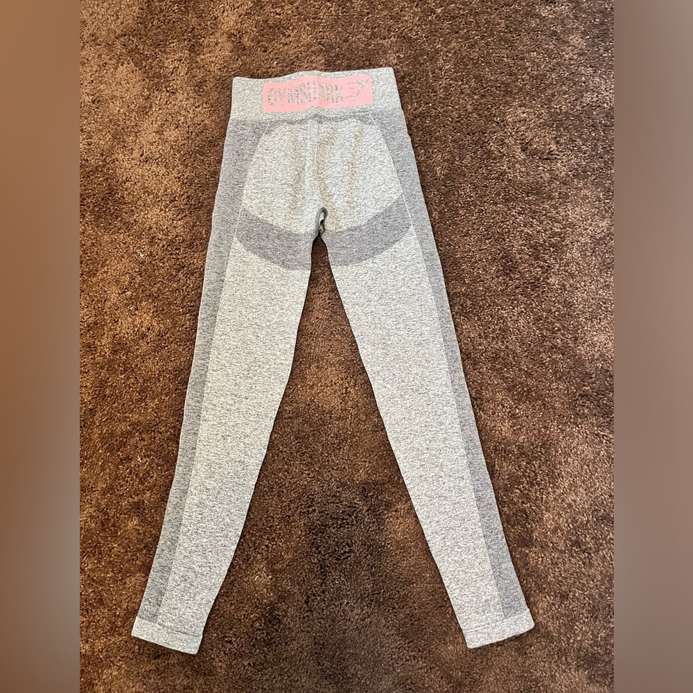 Gymshark long leggings, grey with pink detailing, size S